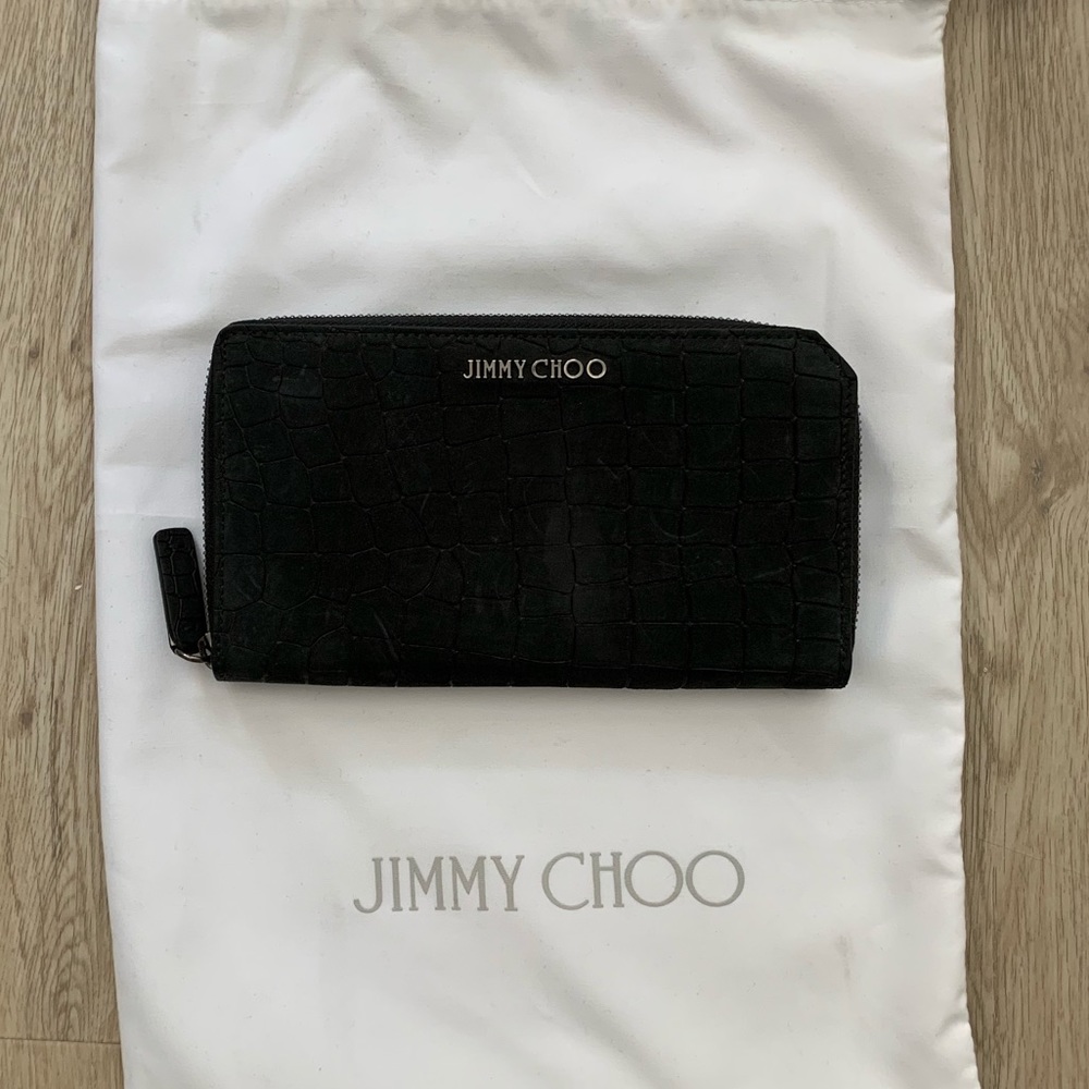 Jimmy Choo Carnaby Wallet in Suede Moc Croc!!!!!!